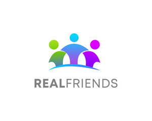 RealFriends Logo Colorful People Unity, Friendship, Community Symbol