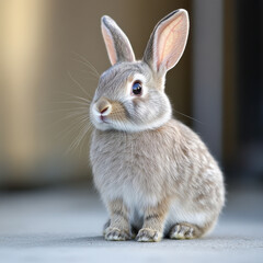 Obraz premium Adorable baby rabbit sitting, soft fur, big ears