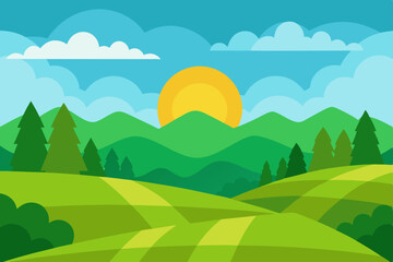 landscape with mountains and blue sky