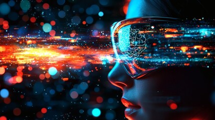 Elderly woman wearing a brainwave-monitoring headband for cognitive therapy.