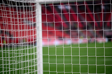 Soccer football net background. Football stadium.