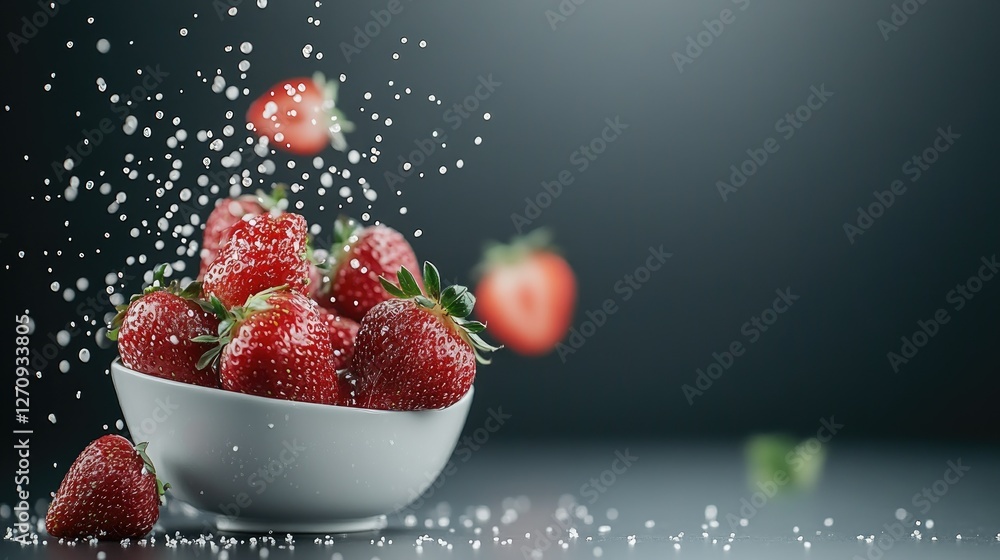 Aufkleber fresh strawberries splashed with sugar create a vibrant and appetizing display for a dessert prepara