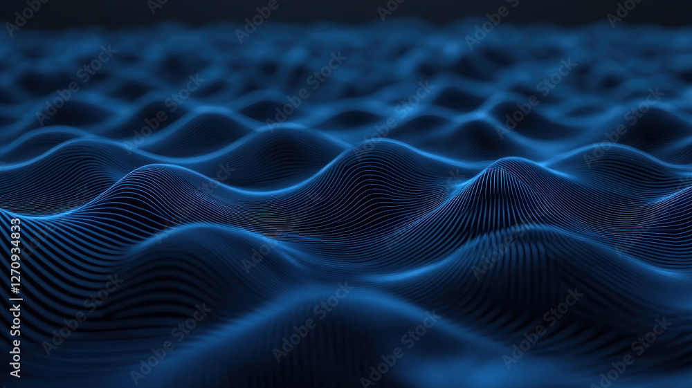 Aufkleber abstract digital waves in blue tones create mesmerizing visual effect, evoking sense of depth and mo