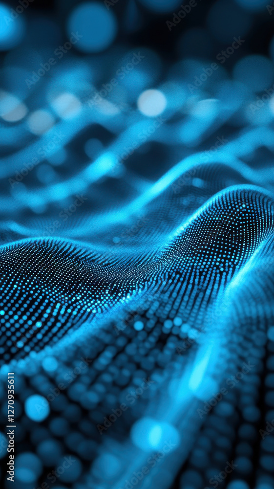 Poster abstract technology waves flowing smoothly in digital landscape, creating mesmerizing visual experie
