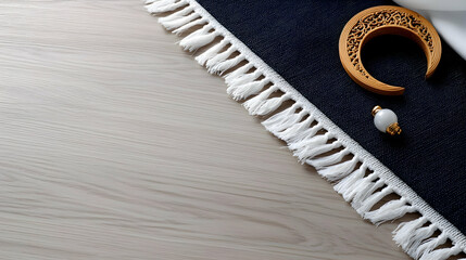 Traditional Eid Prayer Mat On Light Wood Background
