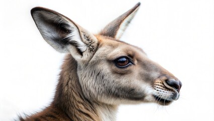 Naklejka premium kangaroo head closeup on a white background.