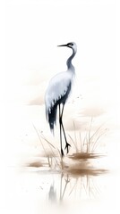 Naklejka premium Bird animal ciconiiformes reflection.