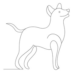 Happy Dog One Line Art Drawing