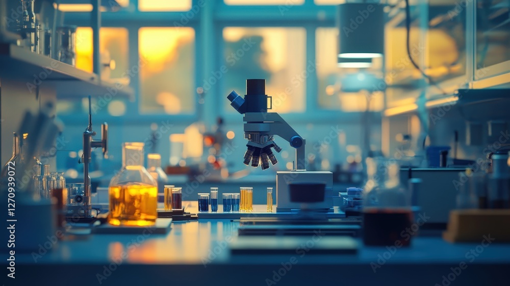 Poster a scene in a lab where electrons are used to examine material properties using electron diffraction.
