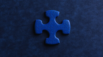 Single blue puzzle piece on textured dark background
