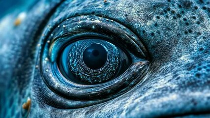 Whale eye close-up, ocean background, wildlife observation
