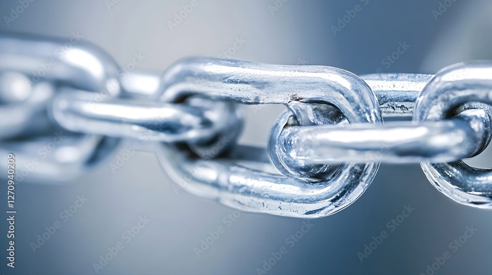 Aufkleber Close up of a robust metal chain with glimmering links against a soft blurred background : Generative AI