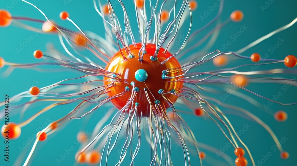 Poster a scientific representation of an electron's interaction with an external electric field.