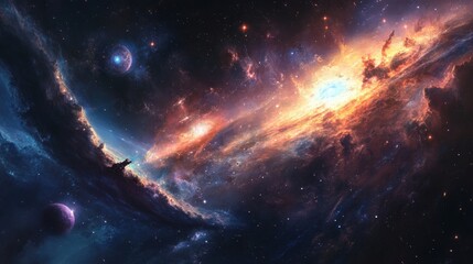 Obraz premium A scientist using a high-powered telescope to observe distant galaxies, capturing stunning images of stars, planets, and nebulae in the vastness of space.