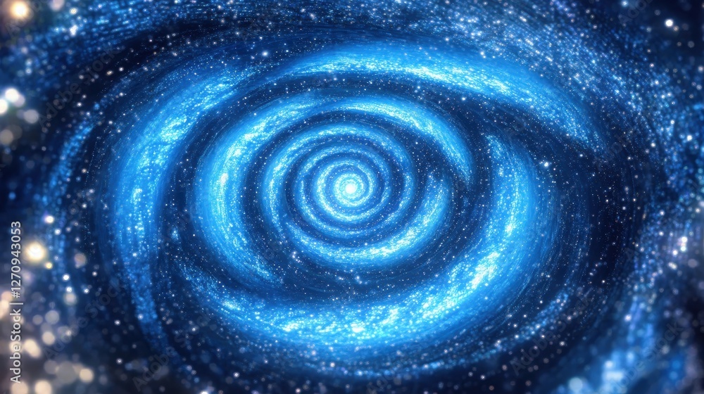 Poster a seamless particle animation featuring spirals of light and tiny sparkles moving harmoniously, idea