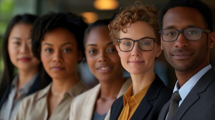 Diverse team of confident professionals in business attire portrait image. Collaboration and leadership picture photorealistic photography. Organizational culture concept photo realistic