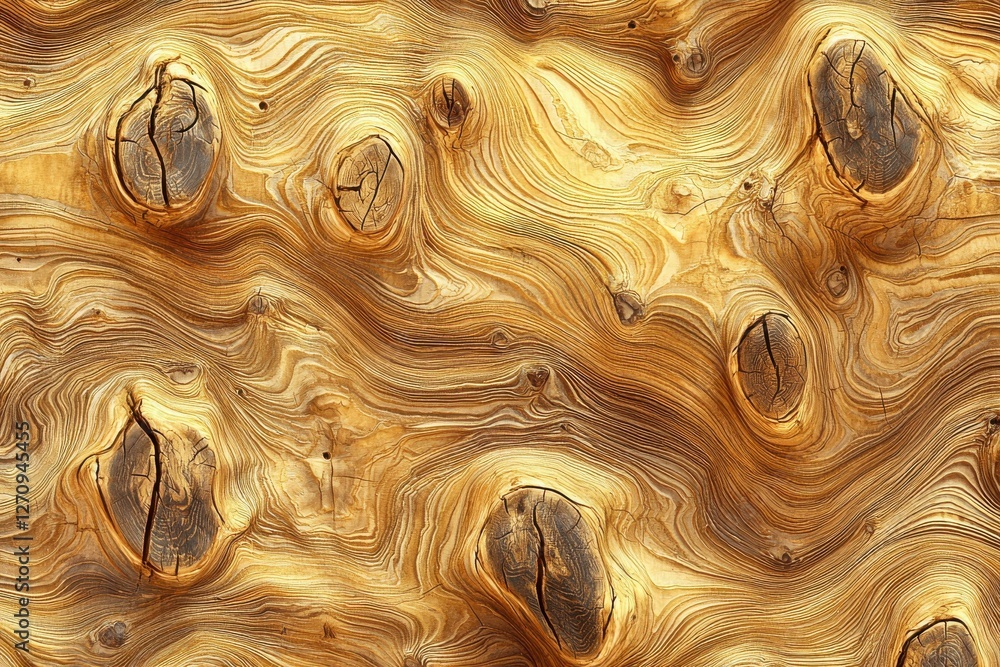 Aufkleber a detailed close-up of textured wood grain with knots and swirling patterns creating a rustic, abstr