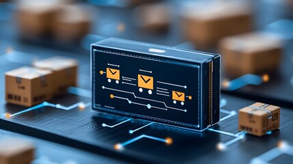Innovative Infographic Depicting Modern Supply Chain Flow for Efficient Logistics Management. Inventory Management, Distribution, Optimization Concept