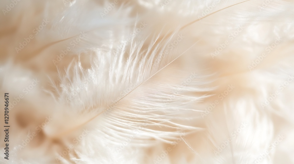 Aufkleber close up of delicate soft white feathers gently arranged together in a beautiful composition highlig