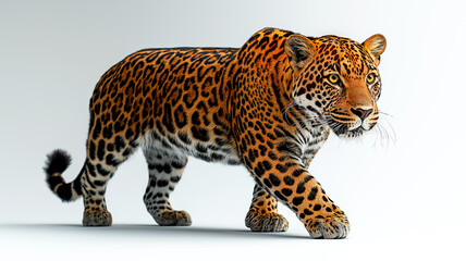 Naklejka premium leopard sneaking on white background
