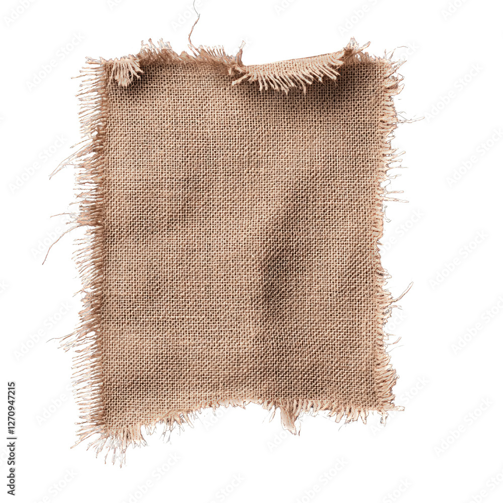 Poster ripped torn idea. textured fabric swatch with frayed edges, ideal for design and textile projects.
