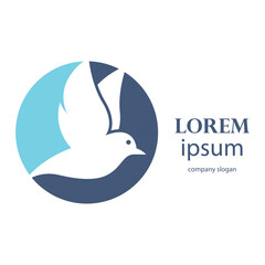 logo design of a flying dove flapping its wings