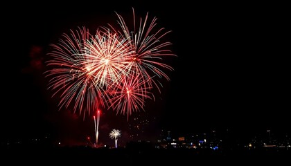 Fuegos artificiales en el cielo nocturno