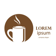 logo design of hot coffee in a glass with smoke