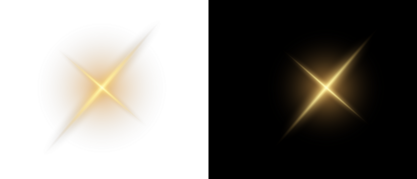 Yellow star flashed with sparkles sun isolated on white background. Soft glow without departing rays, sunlight with lens flare effect. PNG vector light effect