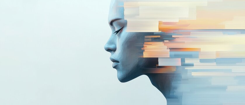 Abstract glitch effect portrait of a futuristic alien being, digital pixel distortion, surreal NFT generative art