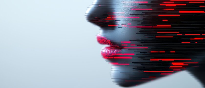 Abstract glitch effect portrait of a futuristic alien being, digital pixel distortion, surreal NFT generative art