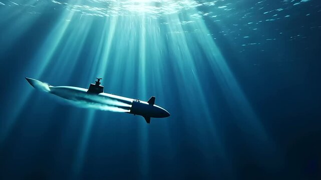 Submarine Navigating Underwater with Advanced Sonar Technology