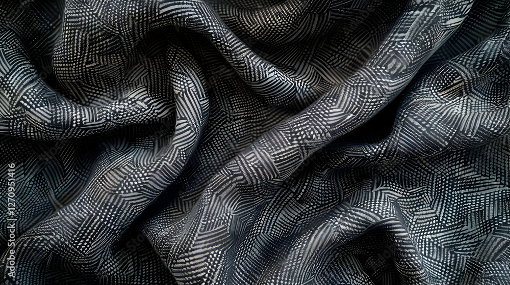 Poster close-up view of intricately patterned fabric showcasing texture and design in soft lighting
