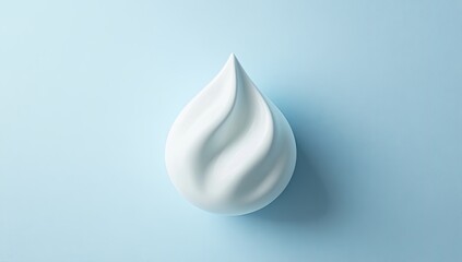 Whipped cream drop, studio shot, light blue background