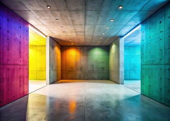 Modern Empty Concrete Room Interior: Textured Walls & Floor - Stock Photo