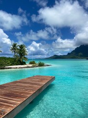 Tropical turquoise lagoon of Bora Bora