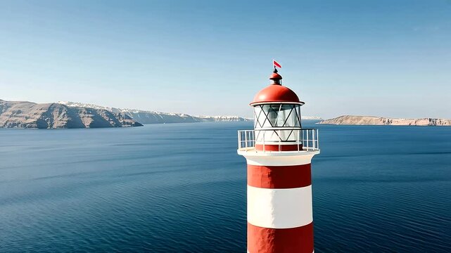 Vibrant red and white lighthouse on a stunning coastal view
