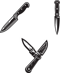 Set of Hunting and Survival Knives Silhouettes