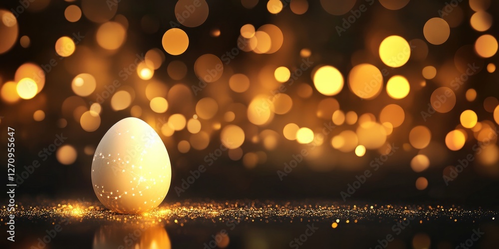 Canvas Prints illuminated abstract easter scene featuring glowing egg on glittering background for festive celebra
