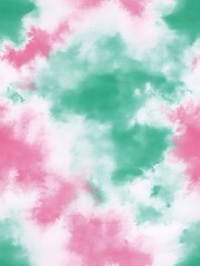Abstract pink and green cloud pattern, soft watercolor textures, vibrant pastel art, dreamy colorful abstract design