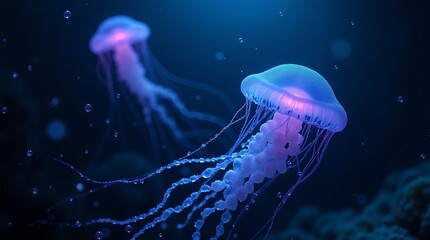 Mesmerizing Jellyfish Underwater Glow: A Deep Ocean Ballet