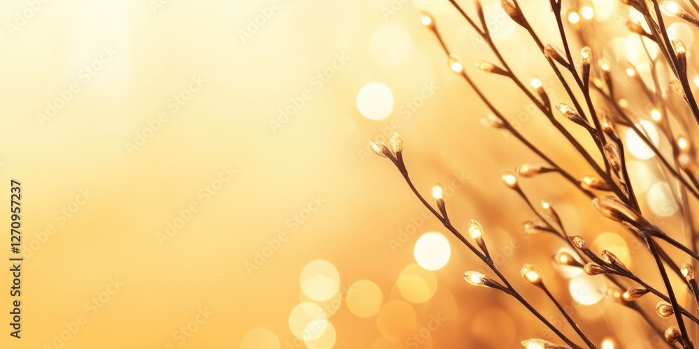 Canvas Prints tranquil abstract background with willow branches on a warm golden glow featuring sunlit bokeh for n