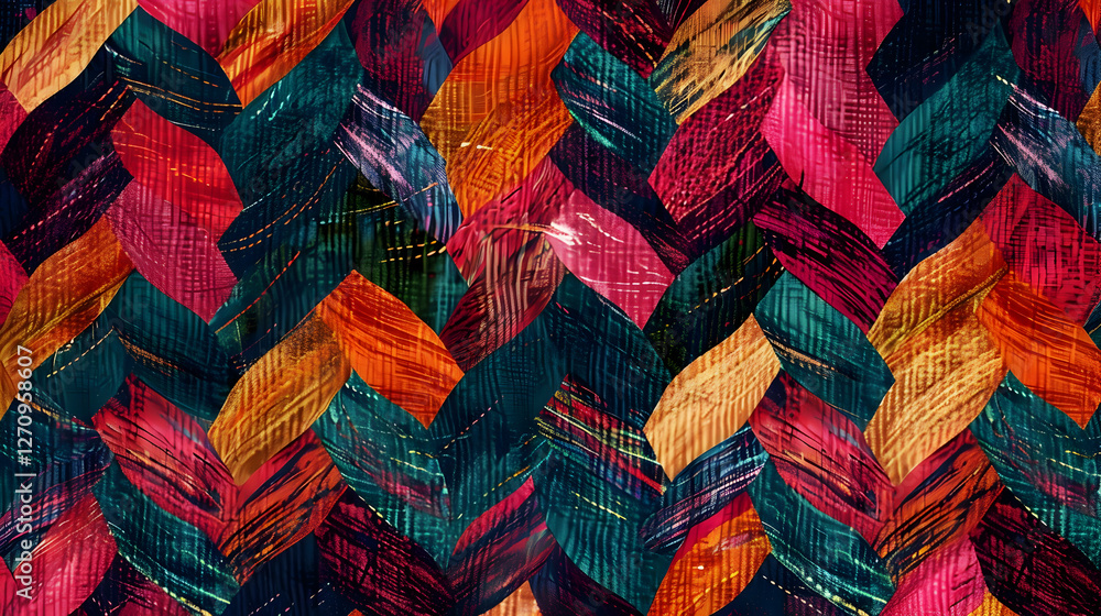 Aufkleber colorful abstract pattern of overlapping leaves in vibrant hues creating a lively backdrop