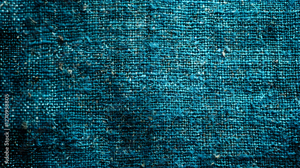Poster close-up of textured blue fabric showcasing intricate weave patterns and subtle imperfections