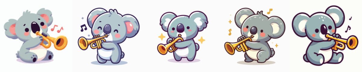 vector of a koala playing a trumpet