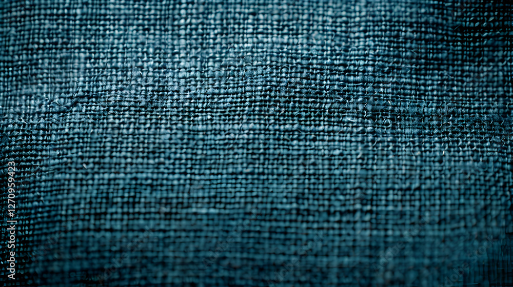 Aufkleber close-up view of textured blue fabric showcasing intricate weave patterns and depth