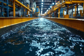 Water treatment center where the sedimentation tank contains filthy sludge
