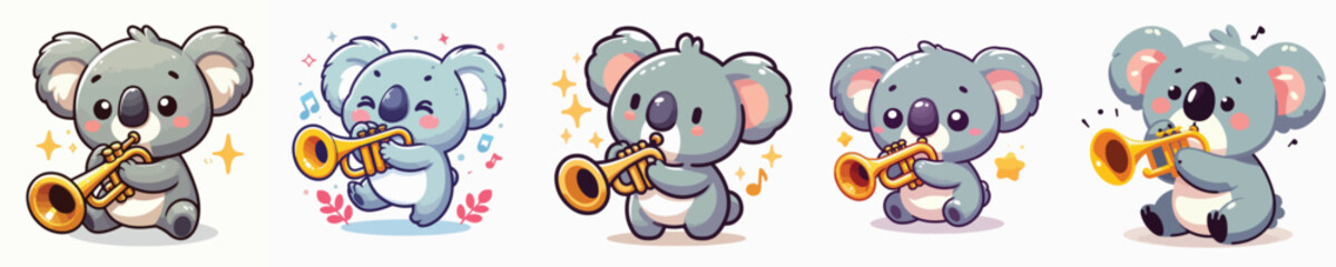 vector of a koala playing a trumpet