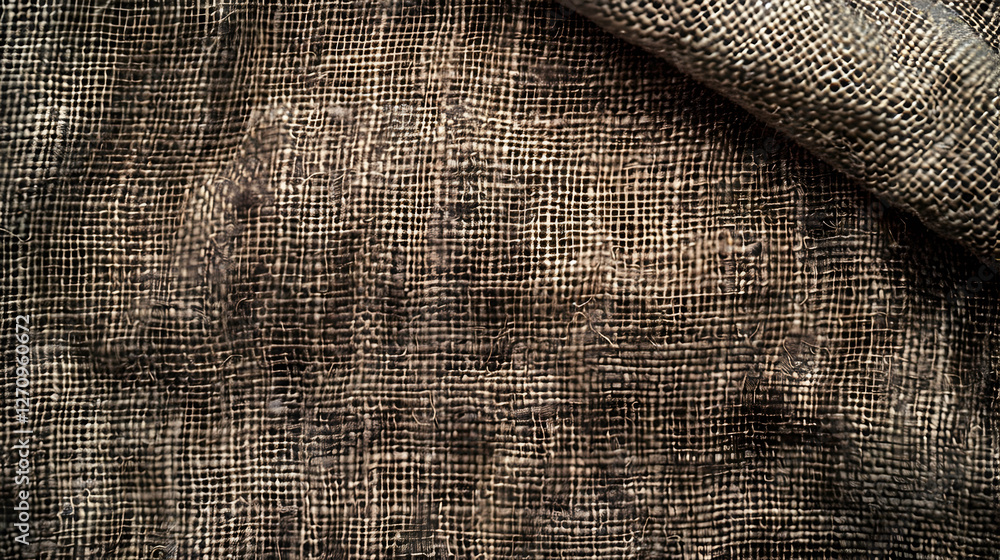 Poster close-up of textured fabric showcasing intricate weave patterns in natural tones, ideal for design