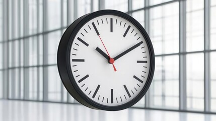 Black and White Modern Wall Clock in Contemporary Office Setting